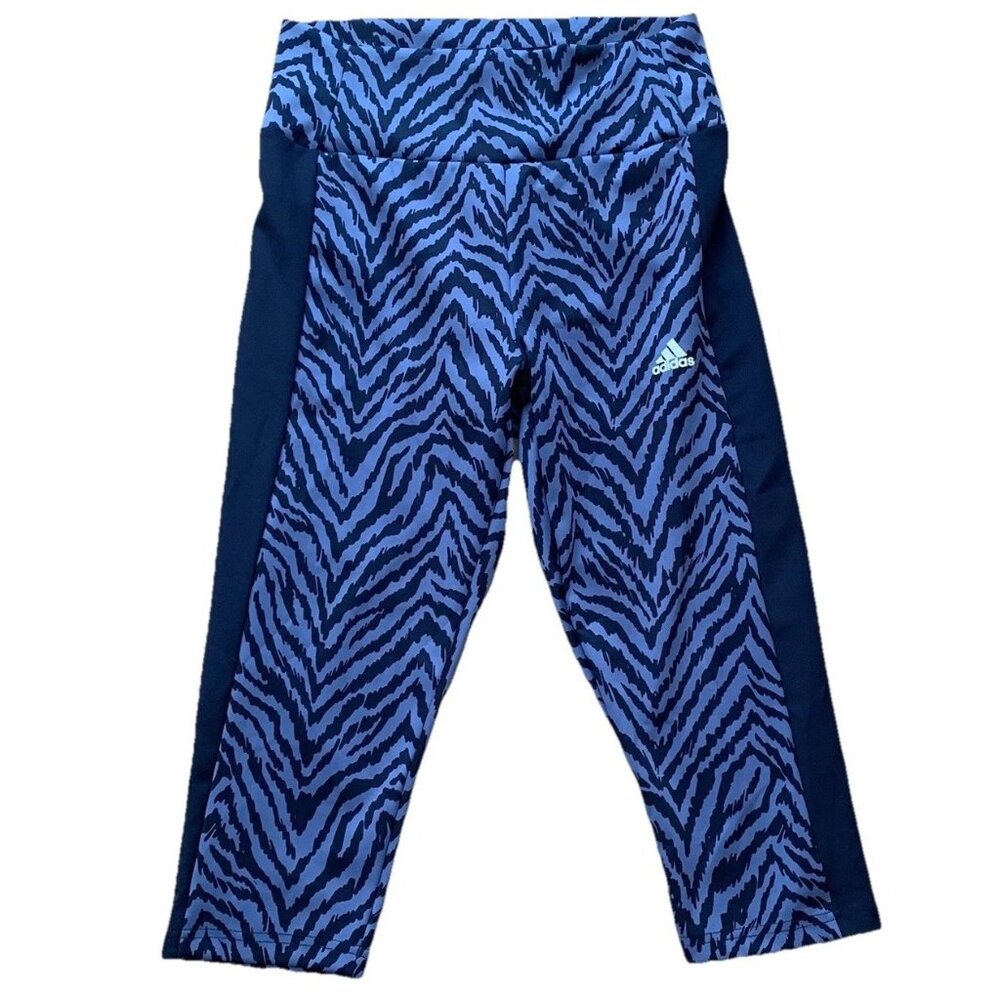 Adidas Primegreen Aeroready High Rise Sport Zebra Capri Leggings Medium Purple